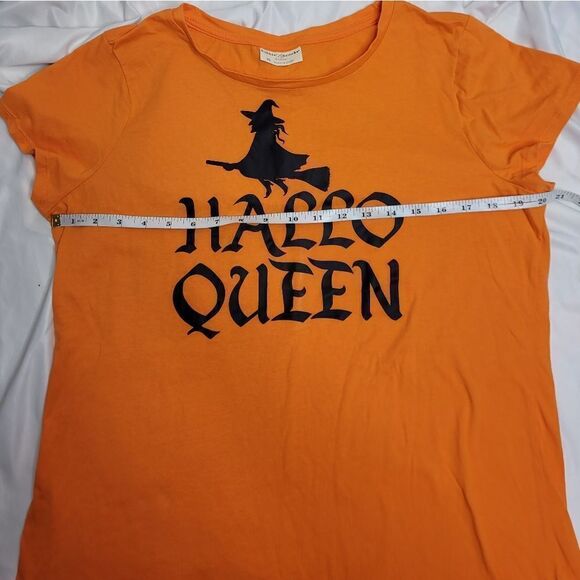 HALLO QUEEN orange short sleeve witch crew neck tee shirt XL - Picture 5 of 7
